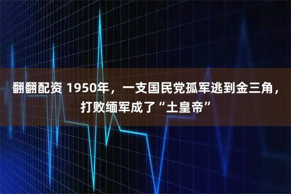 翻翻配资 1950年，一支国民党孤军逃到金三角，打败缅军成了“土皇帝”