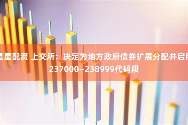 星星配资 上交所：决定为地方政府债券扩展分配并启用237000—238999代码段